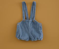 Bermuda Alças Bombazina Azul-Aço Bermuda Alças Bombazina Azul-Aço