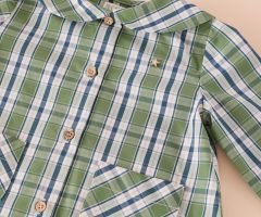 Blouse Col Claudine Tartan Vert Blouse Col Claudine Tartan Vert