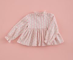 Blusa Peplum Micro Bombazina Riscas Coração Blusa Peplum Micro Bombazina Riscas Coração