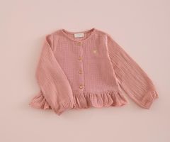 Blusa Peplum Ondas Gaze Rosa Blush Blusa Peplum Ondas Gaze Rosa Blush