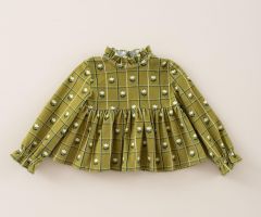 Blouse Peplum Velours Côtelé Carreaux Tulipe Blouse Peplum Velours Côtelé Carreaux Tulipe