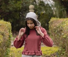 Blusa Top Volantitos Gasa Burgundy Blusa Top Volantitos Gasa Burgundy