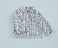 Blusa Bordados Mini-Vichy Azul Denim Blusa Bordados Mini-Vichy Azul Denim