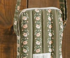 Petit Sac Carré Rayures Fleur Vert Mousse Petit Sac Carré Rayures Fleur Vert Mousse