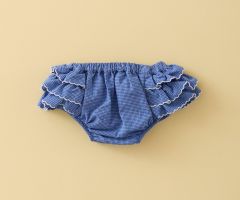 Cueca Mini Folhos Vichy Mini Azul-Anil Cueca Mini Folhos Vichy Mini Azul-Anil