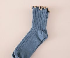 Chaussettes Côtelés Bleu Bordure Doré Chaussettes Côtelés Bleu Bordure Doré