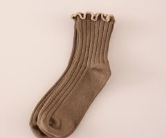 Chaussettes Côtelés Châtaigne Bordure Doré Chaussettes Côtelés Châtaigne Bordure Doré