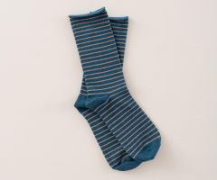Chaussettes Bleu Pétrole Rayures Sable Chaussettes Bleu Pétrole Rayures Sable