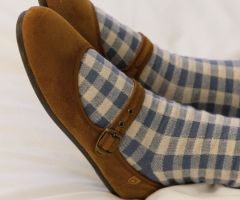 Chaussettes Vichy Bleu Denim Chaussettes Vichy Bleu Denim