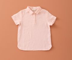 Camisa Lino Manga Corta Rosa Camisa Lino Manga Corta Rosa