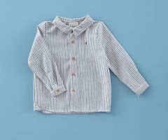 Chemise Garçon Flanelle Fines Rayures Bleu Chemise Garçon Flanelle Fines Rayures Bleu