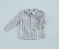 Chemise Garçon Mini-Vichy Bleu Denim Chemise Garçon Mini-Vichy Bleu Denim