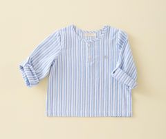 Camisa Menino Riscada Azul-Céu Camisa Menino Riscada Azul-Céu