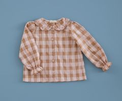 Camisa Pétalas Bordada Vichy Cinnamon Camisa Pétalas Bordada Vichy Cinnamon