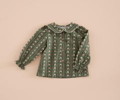 Chemise Pétales Rayures Fleur Vert Mousse Chemise Pétales Rayures Fleur Vert Mousse