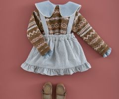 Saia Jardineira Mini-Vichy Azul Denim Saia Jardineira Mini-Vichy Azul Denim