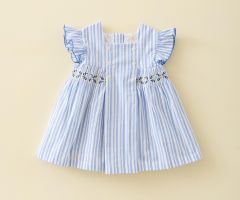 Vestido com Cueca Ninho Riscado Azul-Céu Vestido com Cueca Ninho Riscado Azul-Céu