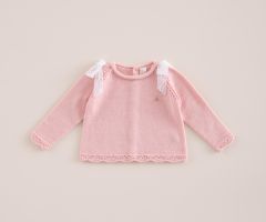 Pull Boutonné Dans Le Dos Liens Rose Bébé Pull Boutonné Dans Le Dos Liens Rose Bébé