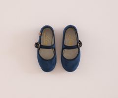 Ballerine à Bride Velours Bleu Encre Ballerine à Bride Velours Bleu Encre