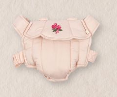 Mochila de muñecas rosa con flor bordada Mochila de muñecas rosa con flor bordada