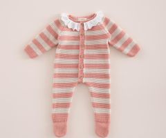 Pelele Bebé Puntillas Rayas Colorete Pelele Bebé Puntillas Rayas Colorete