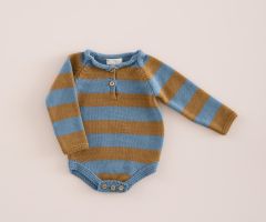 Barboteuse Rayures Cannelle et Bleu Plomb Barboteuse Rayures Cannelle et Bleu Plomb