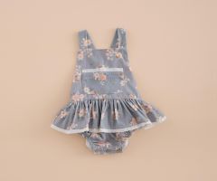 Barboteuse Petit Volant Micro-côtelé Bouquet Barboteuse Petit Volant Micro-côtelé Bouquet