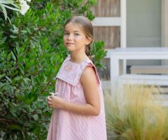 Robe Brodée Marin Rayée Pink Robe Brodée Marin Rayée Pink